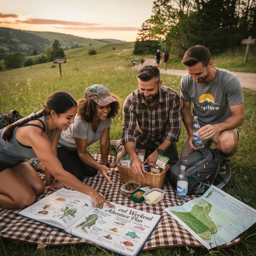 Автомобиль, припаркованный у живописного вида, готовый к приключениям.